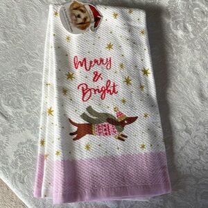 Set of two adorable dachshund /winter theme, kitchen towels